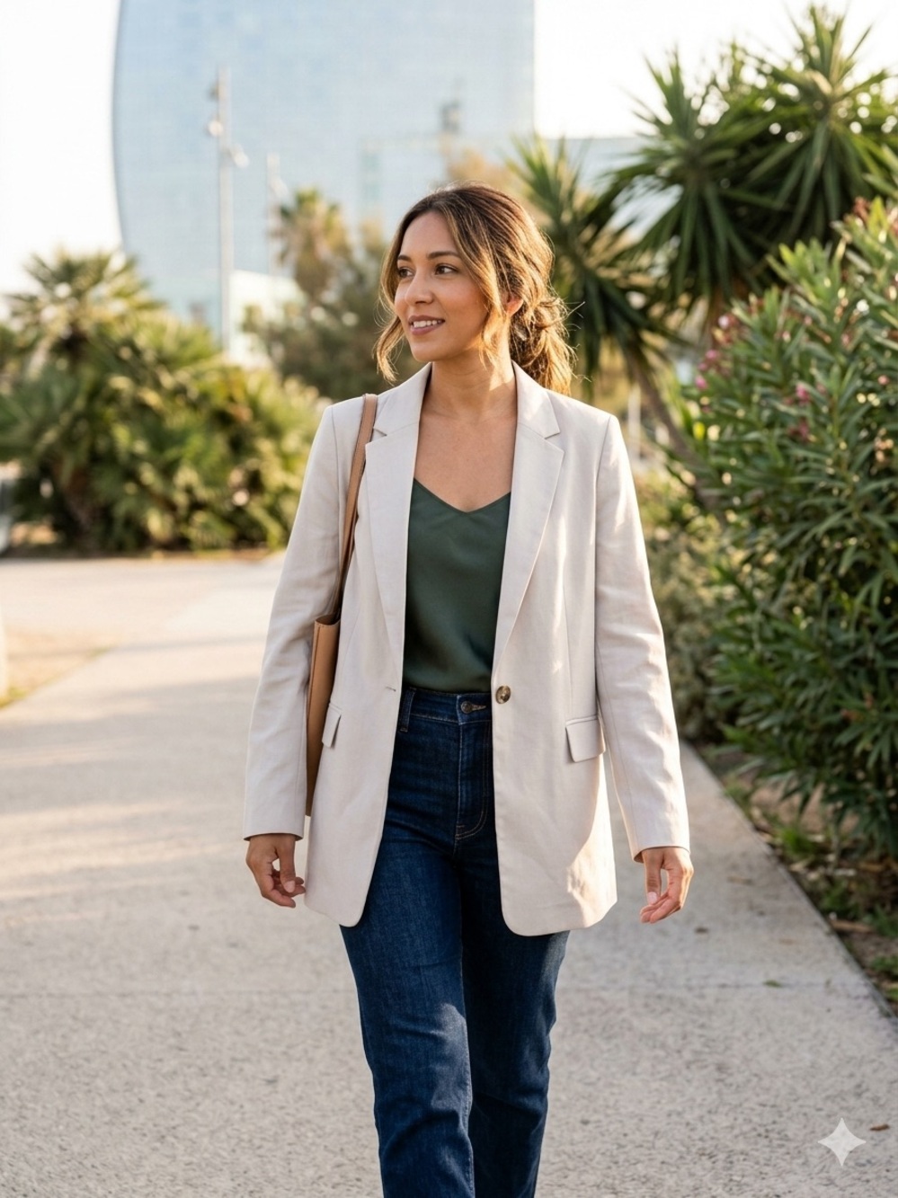 Uniqlo Women's Cream Single-Button Blazer